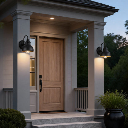 Industrial Matte Black Gooseneck Outdoor Wall Sconce Iron Aluminum Dusk-to-Dawn E27 LED IP65 3000K Porch Garage Garden