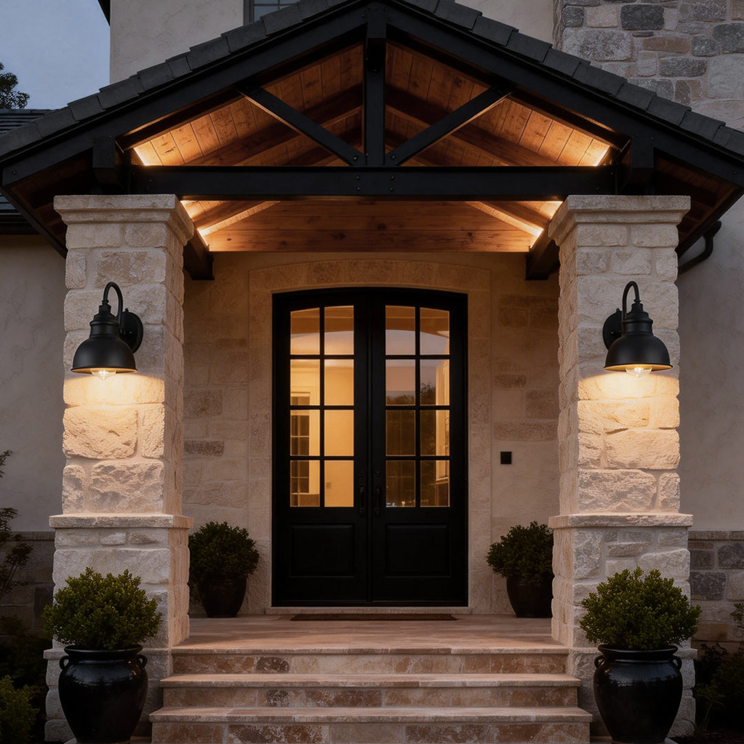 Industrial Matte Black Gooseneck Outdoor Wall Sconce Iron Aluminum Dusk-to-Dawn E27 LED IP65 3000K Porch Garage Garden