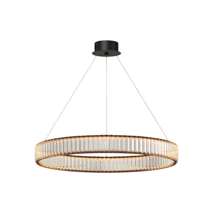 Crystal Ring Chandelier Solid Copper Clear Crystal Rods Integrated LED 3-Step Dimming American Style