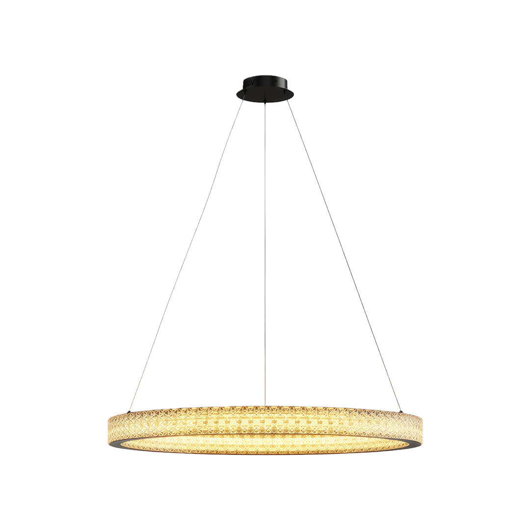 Copper Ring Chandelier White Acrylic Dimmable LED 3000K 6000K Remote 7 Sizes