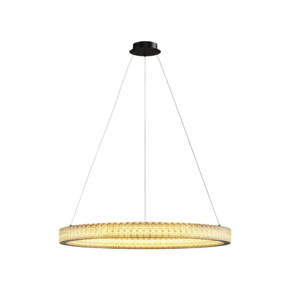 Copper Ring Chandelier White Acrylic Dimmable LED 3000K 6000K Remote 7 Sizes