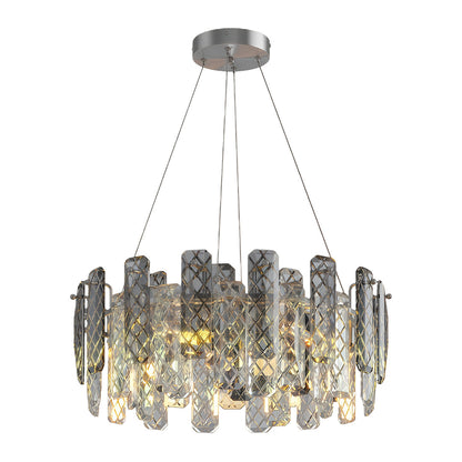 Contemporary Crystal Chandelier Solid Copper Textured Crystal Rods Eye-Protecting E14 French Style