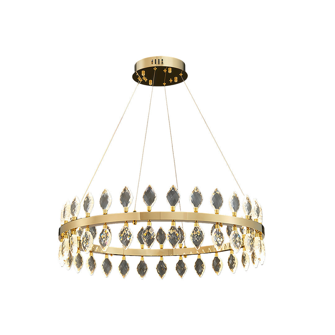 Crystal Chandelier Iron Gold Italian Style G4 Tri-Color Single Double Layer Halo Ring