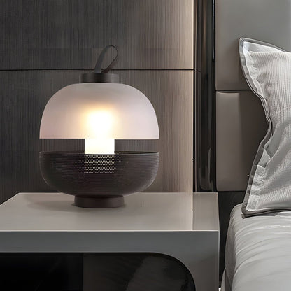 Mesh Metal and Frosted Glass Globe Table Lamp Integrated LED 9W 3000K Modern Industrial Black or White