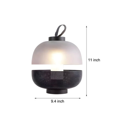 Mesh Metal and Frosted Glass Globe Table Lamp Integrated LED 9W 3000K Modern Industrial Black or White