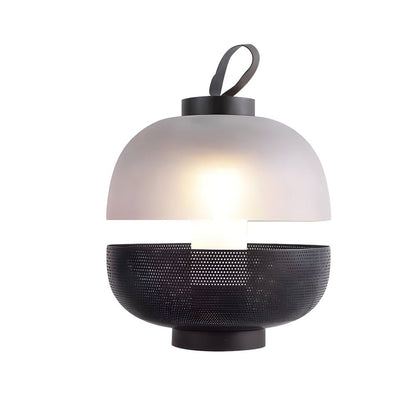 Mesh Metal and Frosted Glass Globe Table Lamp Integrated LED 9W 3000K Modern Industrial Black or White