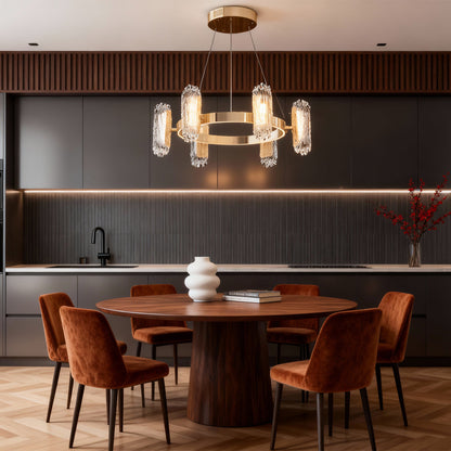 Terracotta Gold Ring Chandelier Nordic Minimalist Aluminium LED 3-Step CCT Dining Room Living Room