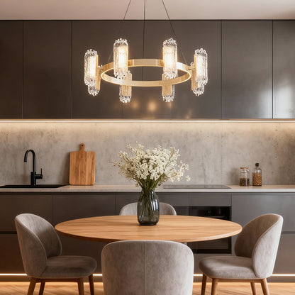 Terracotta Gold Ring Chandelier Nordic Minimalist Aluminium LED 3-Step CCT Dining Room Living Room