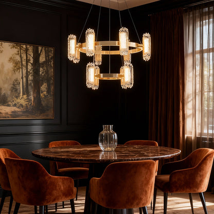 Terracotta Gold Ring Chandelier Nordic Minimalist Aluminium LED 3-Step CCT Dining Room Living Room