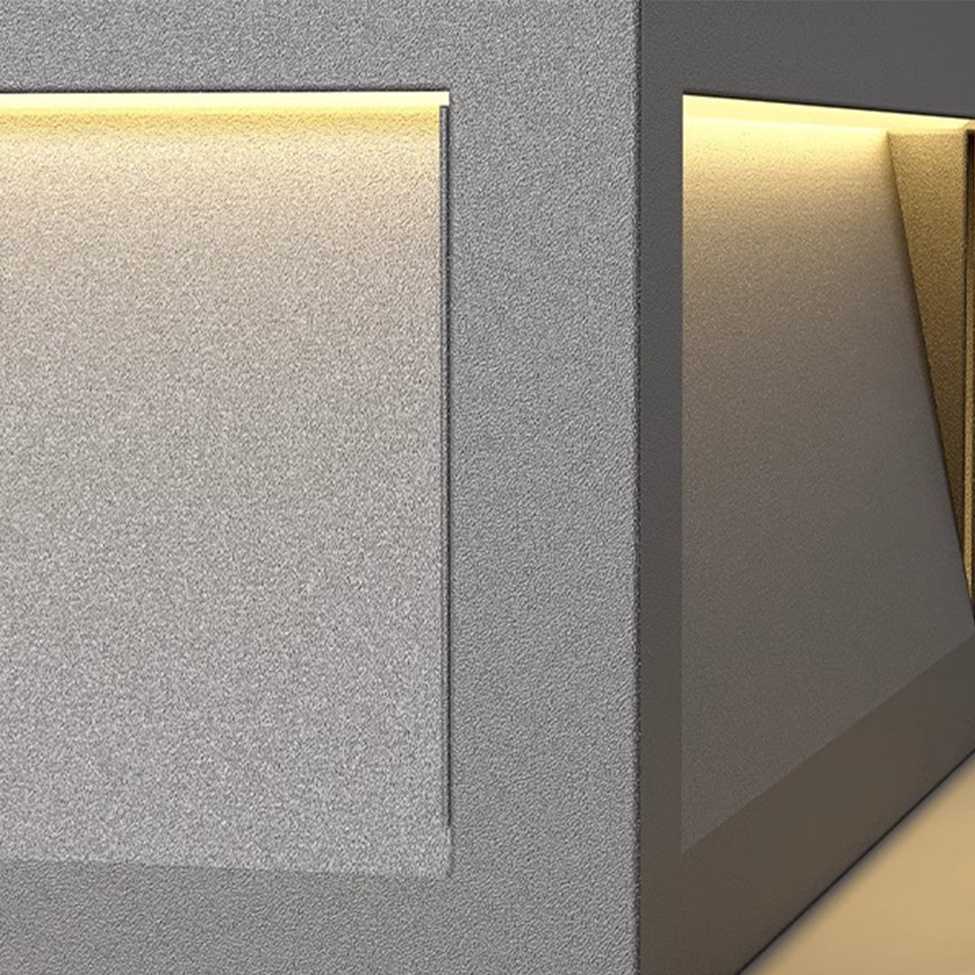Modern Minimalist Gray Steel Square Outdoor Pillar Light Solar or Hardwired IP65 12 Hour 3 Sizes Courtyard Villa