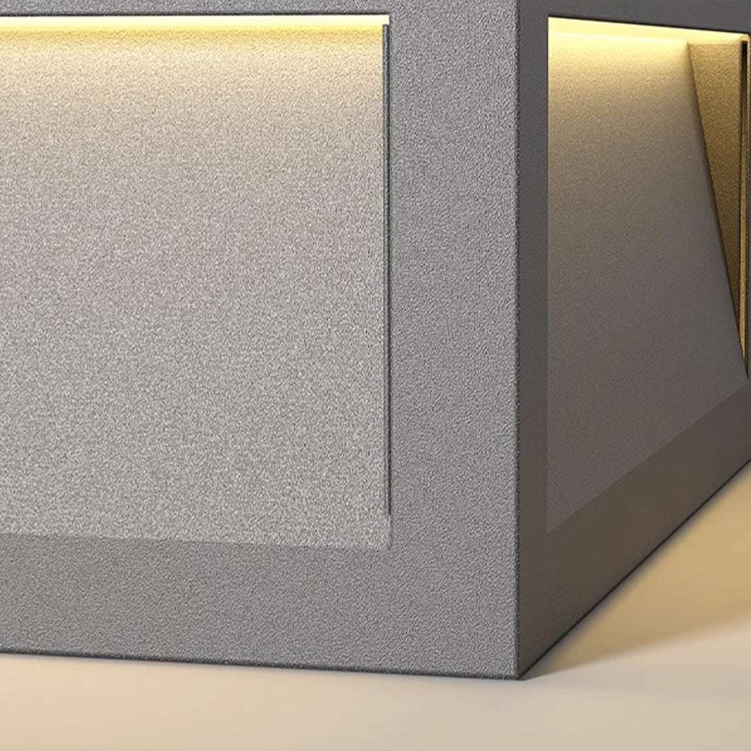 Modern Minimalist Gray Steel Square Outdoor Pillar Light Solar or Hardwired IP65 12 Hour 3 Sizes Courtyard Villa