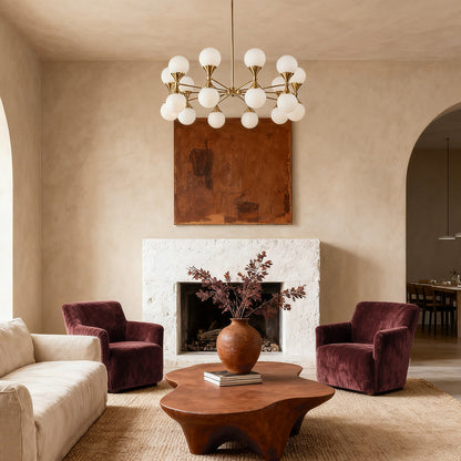 Full Copper Bubble Glass Chandelier with Transparent Glass Globes