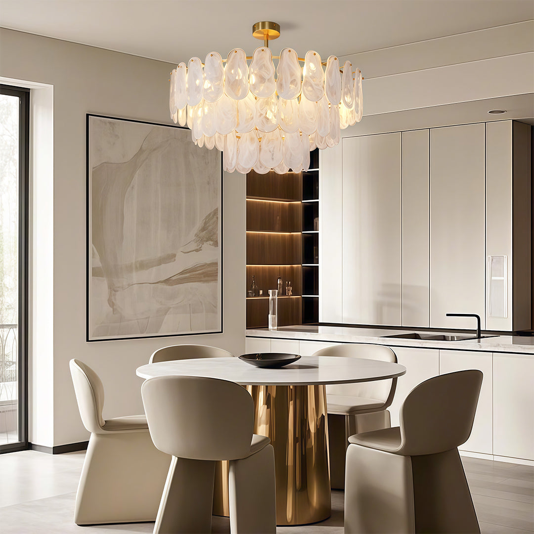 Midcentury Modern Copper Glass Chandelier for Dining Room Luxury Ceiling Lighting
