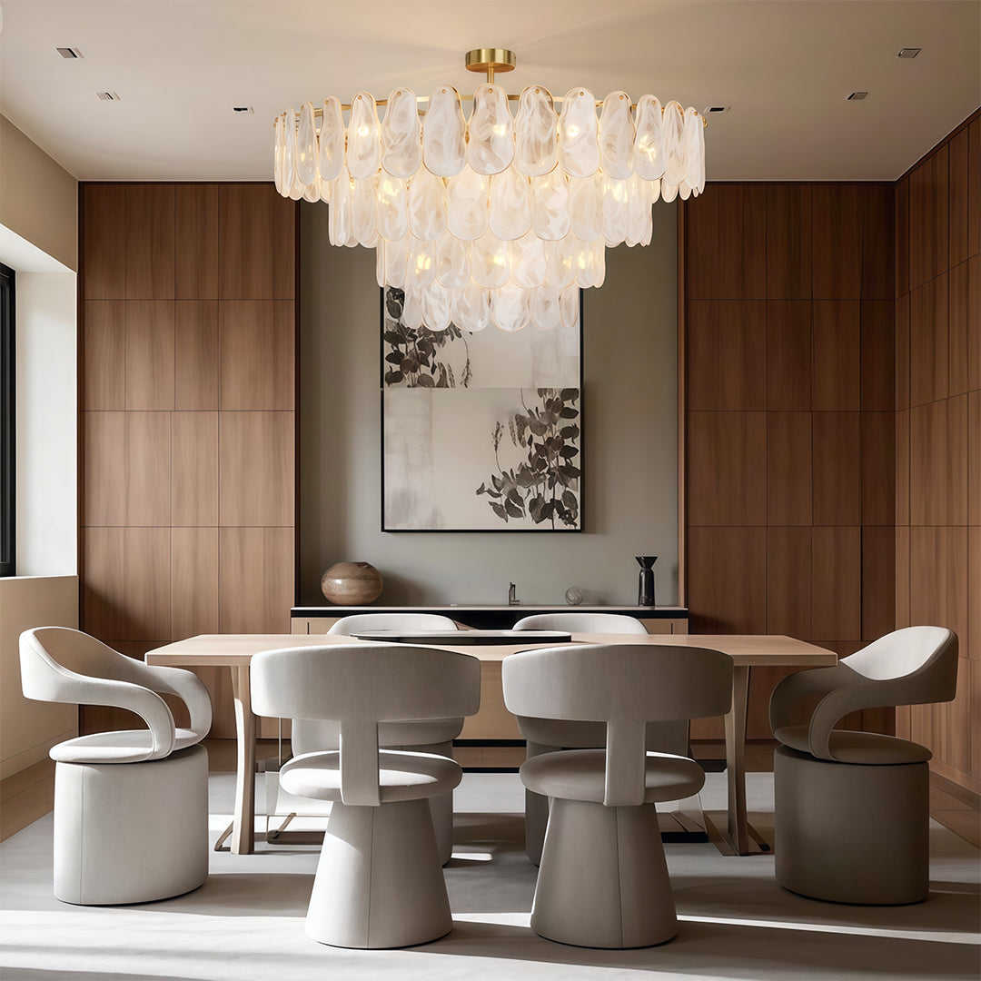 Midcentury Modern Copper Glass Chandelier for Dining Room Luxury Ceiling Lighting