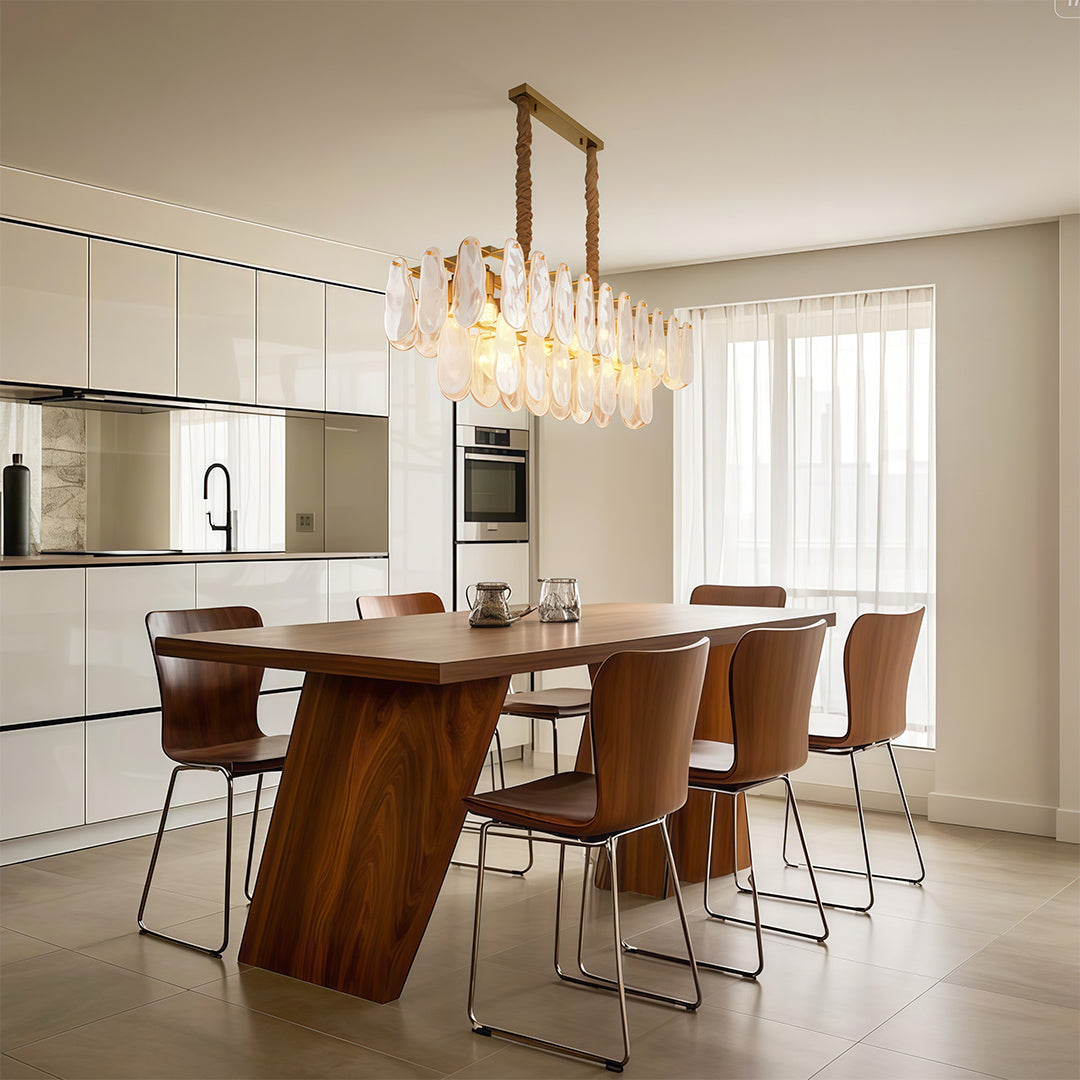 Midcentury Modern Copper Glass Chandelier for Dining Room Luxury Ceiling Lighting