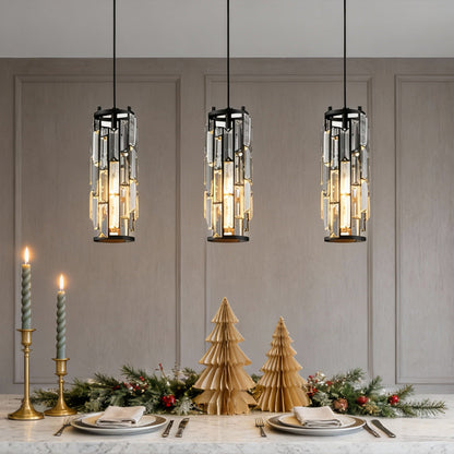 Mini Crystal Pendant Light Industrial Iron E27 Black Gold Chrome 1 3 Light Kitchen Island