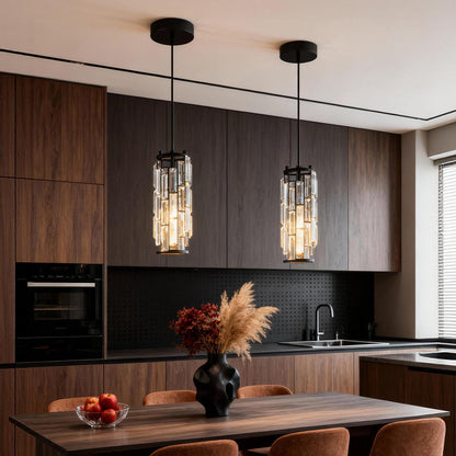 Mini Crystal Pendant Light Industrial Iron E27 Black Gold Chrome 1 3 Light Kitchen Island