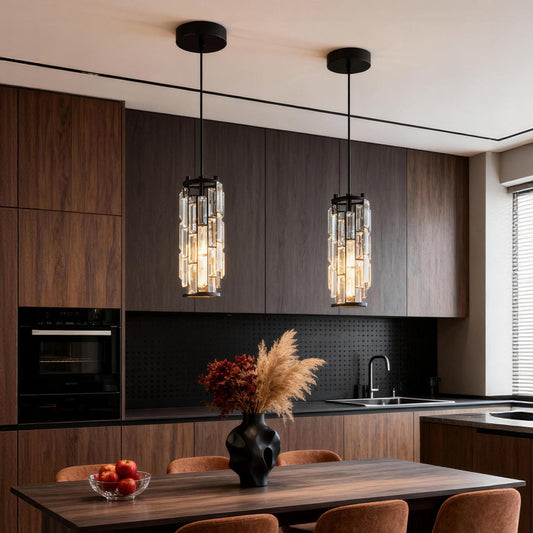 Mini Crystal Pendant Light Industrial Iron E27 Black Gold Chrome 1 3 Light Kitchen Island