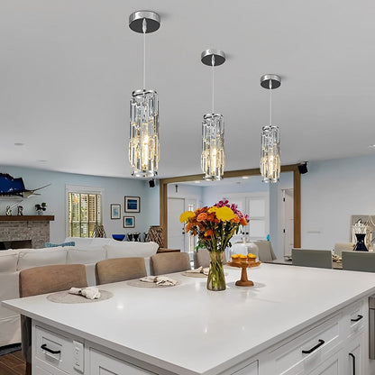 Mini Crystal Pendant Light Industrial Iron E27 Black Gold Chrome 1 3 Light Kitchen Island