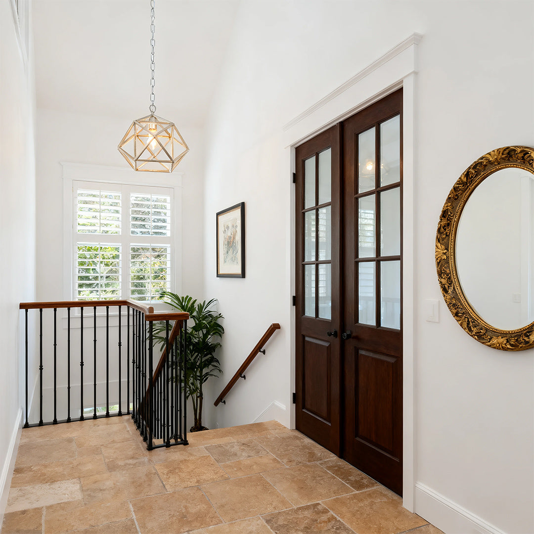 Nordic Gold Open-Cage Geometric Pendant Multi-Layer Electroplated E12 Entryway Hallway 10 Inch