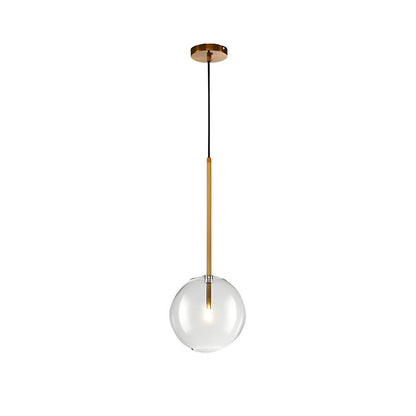 Nordic Clear Glass Globe Pendant Light with Gold Iron Hardware