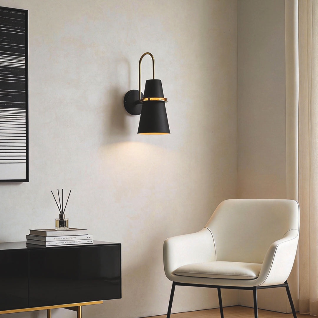 Minimalist Cone Iron Wall Sconce E27 Downlight Hardwired Black White Blue Indoor 110–220V