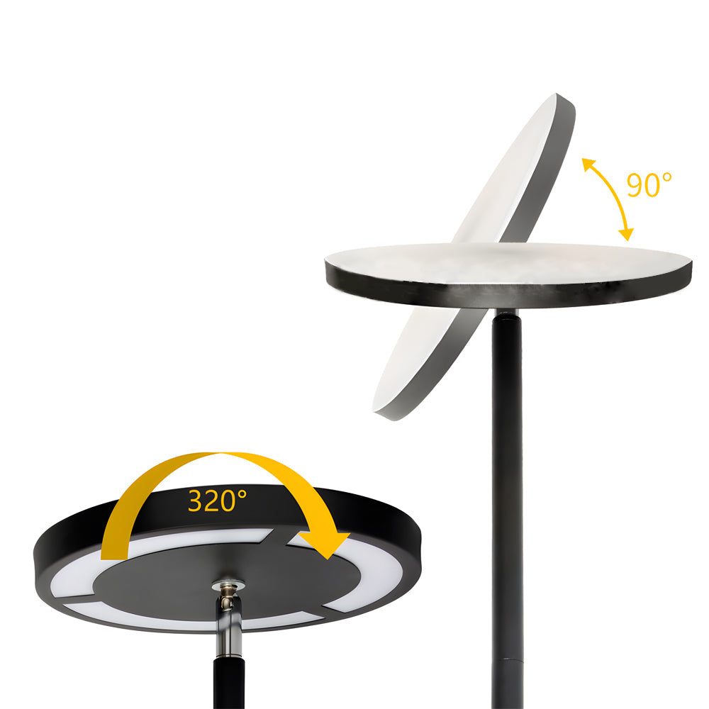 Dimmable RGB LED Floor Lamp Adjustable Head Iron Anti-Glare 24W 2000LM 3000K–6000K Remote Black 67''