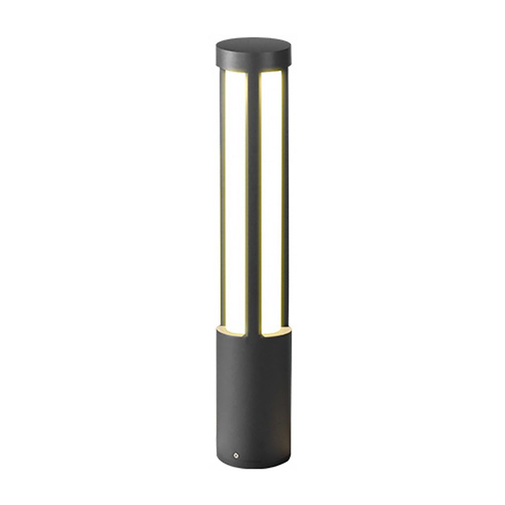 Modern Outdoor LED Bollard Light Cylindrical Die-Cast Aluminum Black IP65 6 Heights