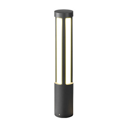 Modern Outdoor LED Bollard Light Cylindrical Die-Cast Aluminum Black IP65 6 Heights
