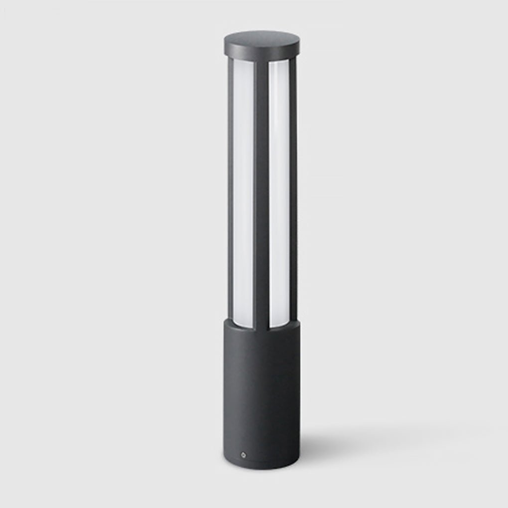 Modern Outdoor LED Bollard Light Cylindrical Die-Cast Aluminum Black IP65 6 Heights
