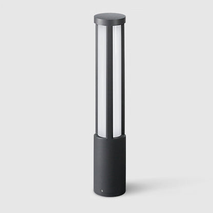 Modern Outdoor LED Bollard Light Cylindrical Die-Cast Aluminum Black IP65 6 Heights