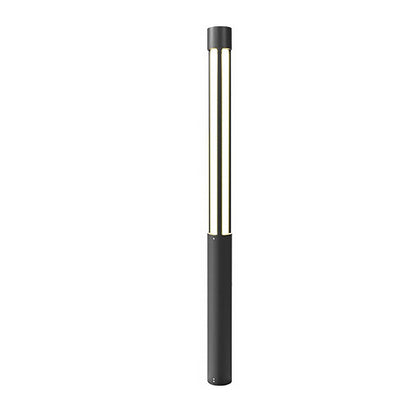 Modern Outdoor LED Bollard Light Cylindrical Die-Cast Aluminum Black IP65 6 Heights