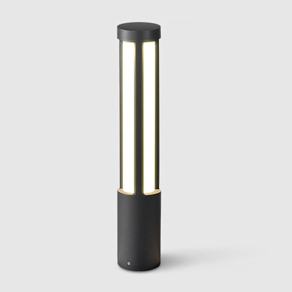 Modern Outdoor LED Bollard Light Cylindrical Die-Cast Aluminum Black IP65 6 Heights