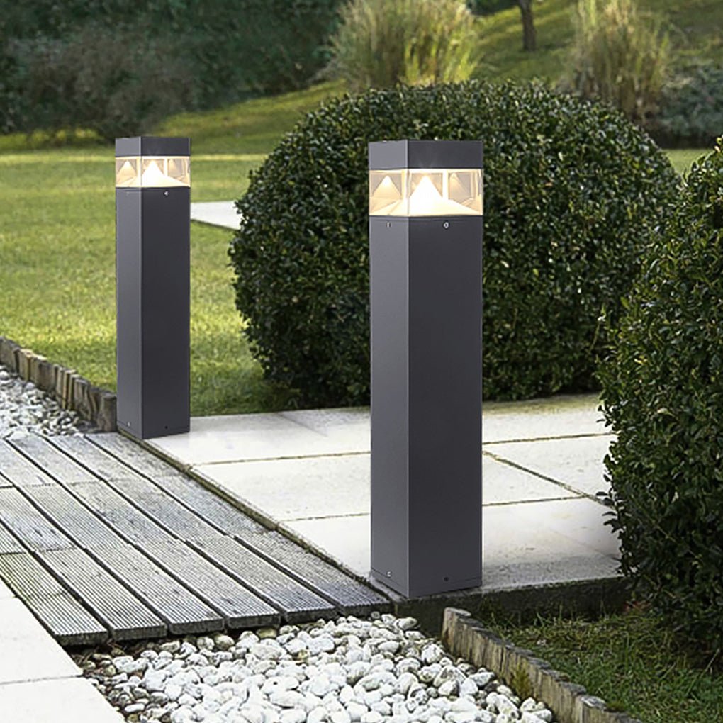 Minimalist COB LED Bollard Light Round Square Aluminum Glass Outdoor Landscape IP54