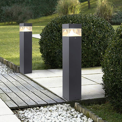 Minimalist COB LED Bollard Light Round Square Aluminum Glass Outdoor Landscape IP54