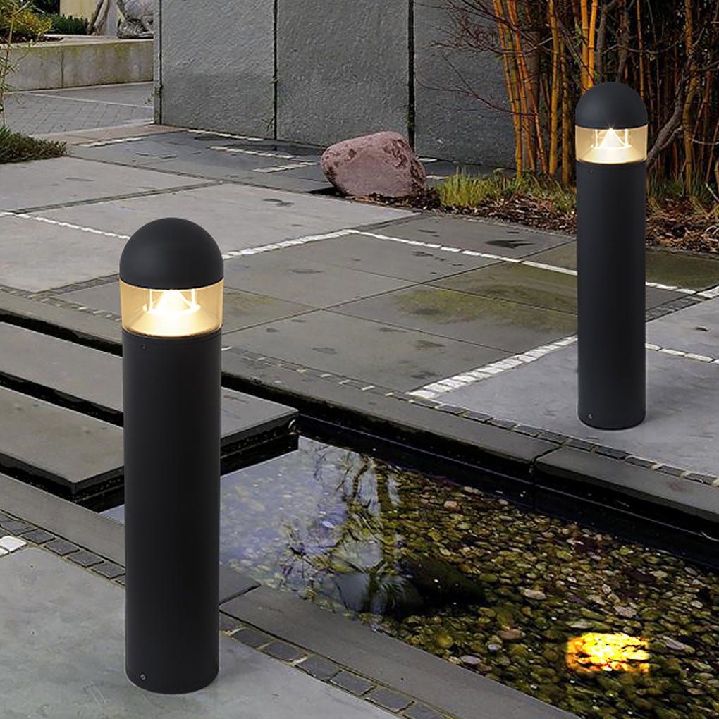 Minimalist COB LED Bollard Light Round Square Aluminum Glass Outdoor Landscape IP54
