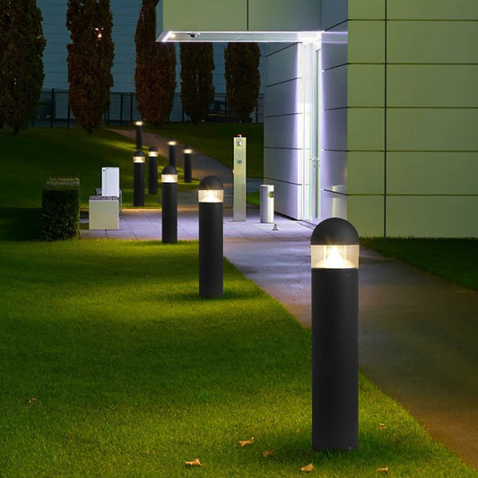 Minimalist COB LED Bollard Light Round Square Aluminum Glass Outdoor Landscape IP54