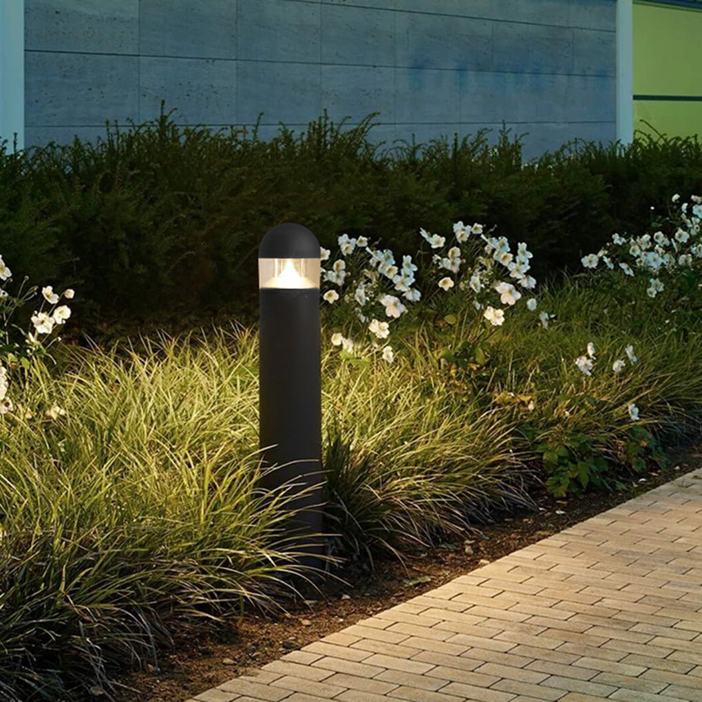 Minimalist COB LED Bollard Light Round Square Aluminum Glass Outdoor Landscape IP54