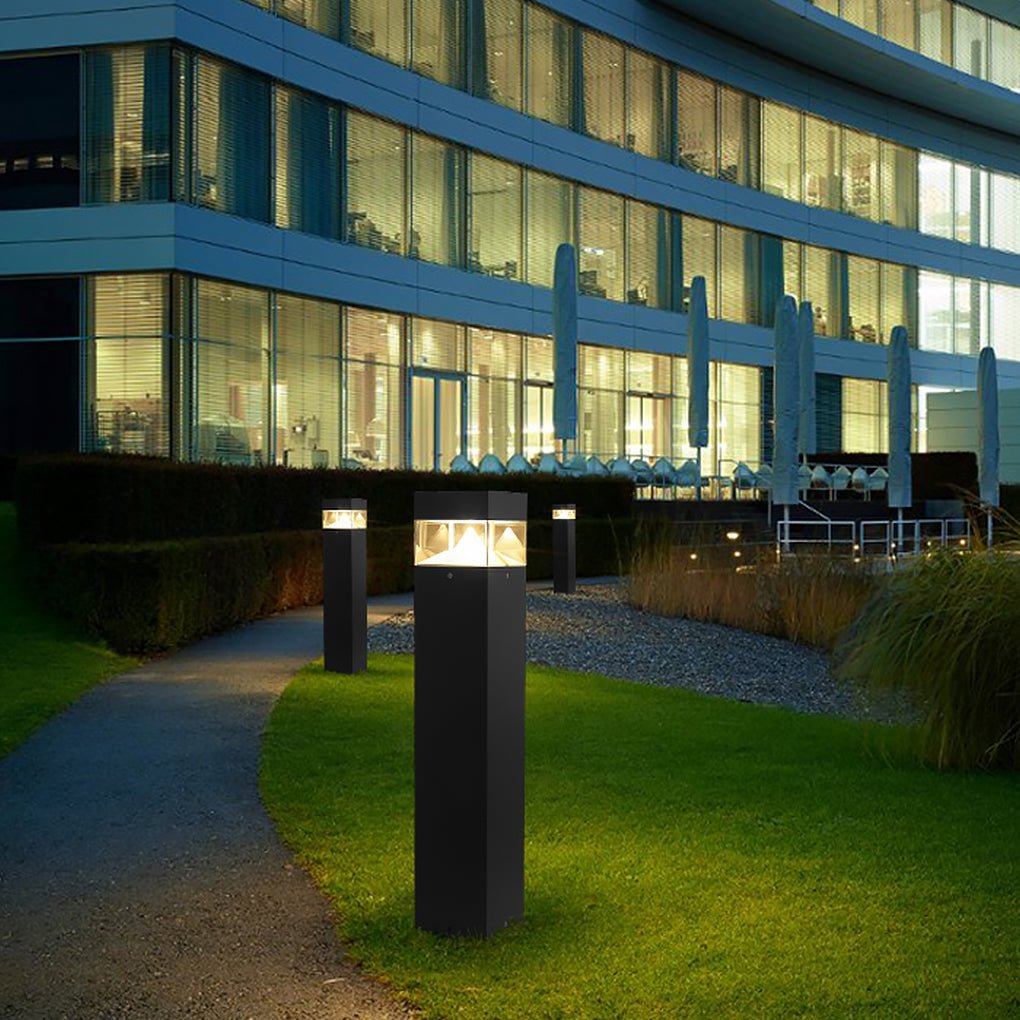 Minimalist COB LED Bollard Light Round Square Aluminum Glass Outdoor Landscape IP54