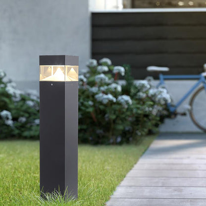 Minimalist COB LED Bollard Light Round Square Aluminum Glass Outdoor Landscape IP54