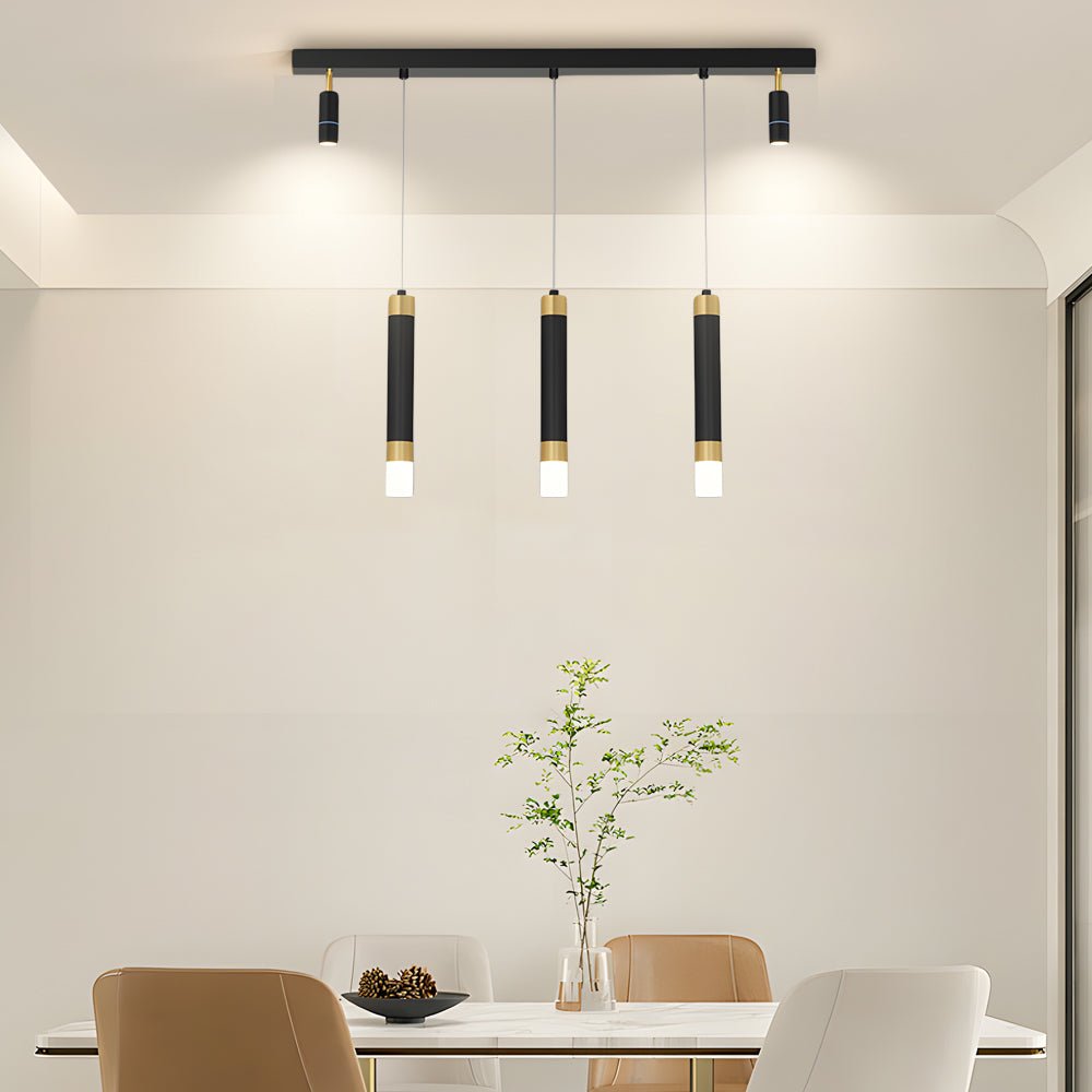 Linear Multi-Spotlight Chandelier in Black and Gold with 3-Step Colour Temperature