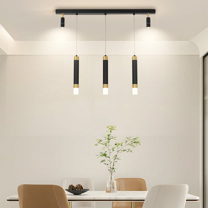 Linear Multi-Spotlight Chandelier in Black and Gold with 3-Step Colour Temperature
