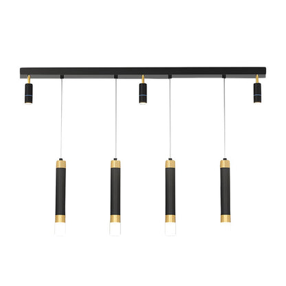Linear Multi-Spotlight Chandelier in Black and Gold with 3-Step Colour Temperature