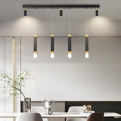 Linear Multi-Spotlight Chandelier in Black and Gold with 3-Step Colour Temperature