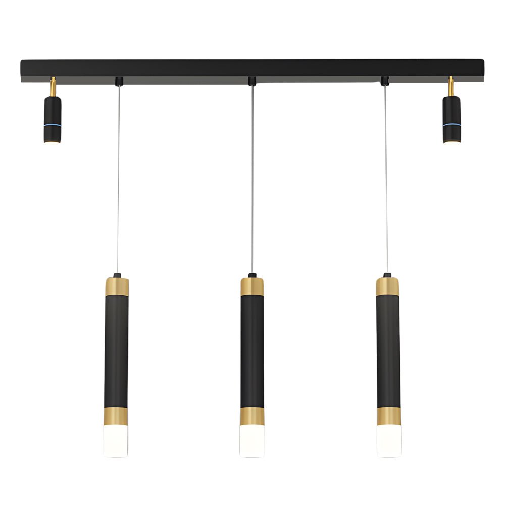 Linear Multi-Spotlight Chandelier in Black and Gold with 3-Step Colour Temperature