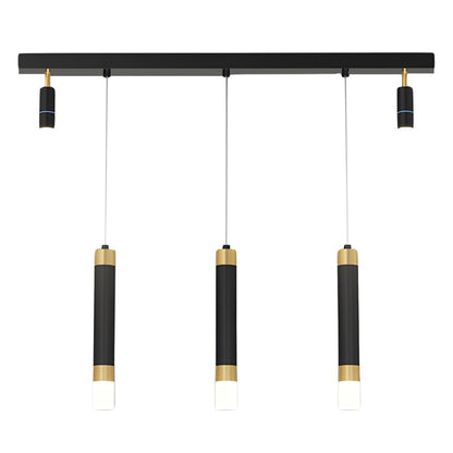 Linear Multi-Spotlight Chandelier in Black and Gold with 3-Step Colour Temperature