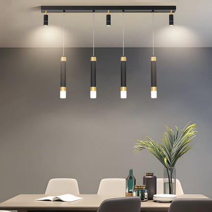 Linear Multi-Spotlight Chandelier in Black and Gold with 3-Step Colour Temperature