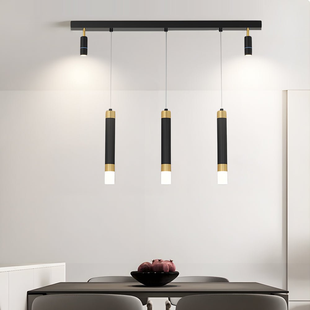 Linear Multi-Spotlight Chandelier in Black and Gold with 3-Step Colour Temperature
