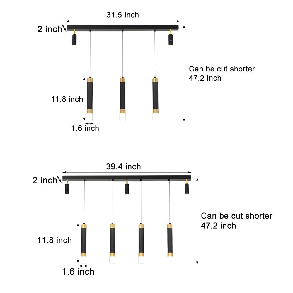 Linear Multi-Spotlight Chandelier in Black and Gold with 3-Step Colour Temperature