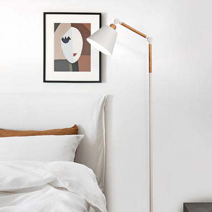 Floor Reading Lamp LED Dimmable Remote 180 Degree Adjustable Arm E27 Iron Baked Paint Eye Care Black White 63 Inch